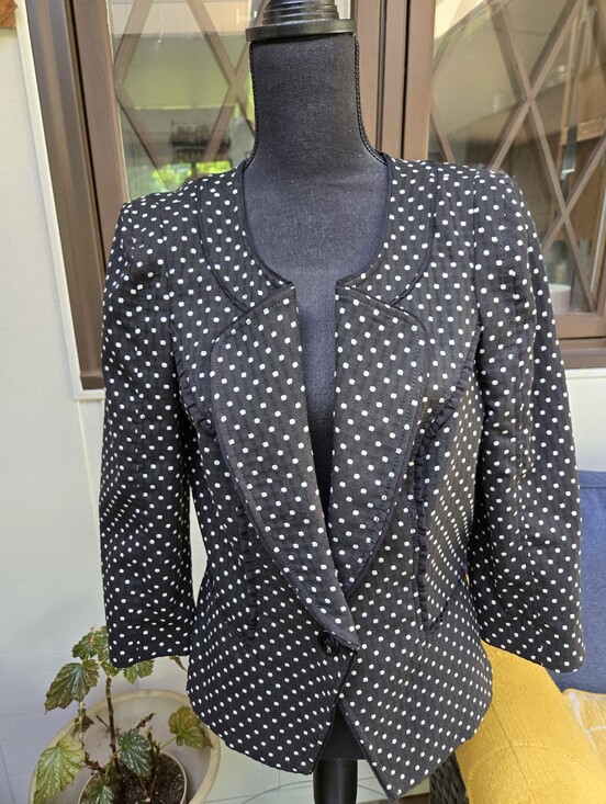White House Black Market Jackets & Blazers - White House Black Market Black Polkadot Blazer -medium